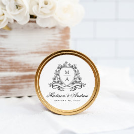Adesivo Casamento com Crista Floral Preta Elegante Monogra