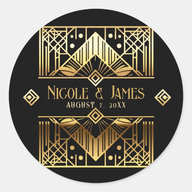 Adesivo Casamento com Deco de Arte Preta e Dourada Obrigad (Frente)