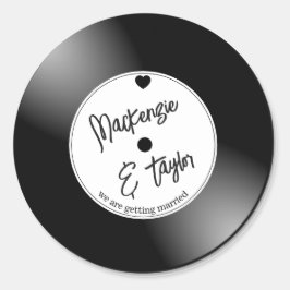Adesivo Casamento com Disco de Vinil Retrô