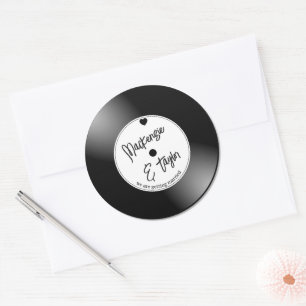 Adesivo Casamento com Disco de Vinil Retrô