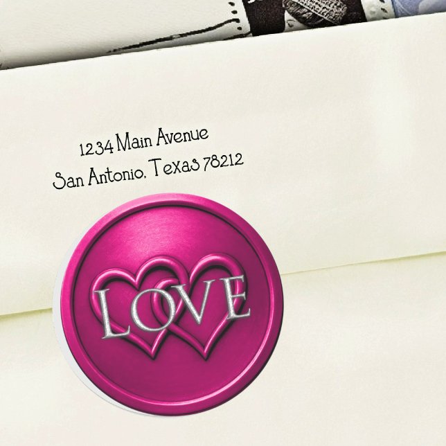 Adesivo Casamento com Dois Corações Entrelaçados Fúcsia (Criador carregado)