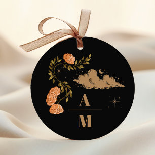 Adesivo Casamento com Estrelas Pretas Celestiais Monograma