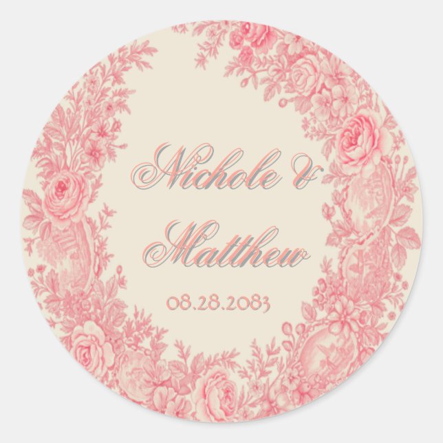 Adesivo Casamento com Flor Romântica Rosa (Frente)