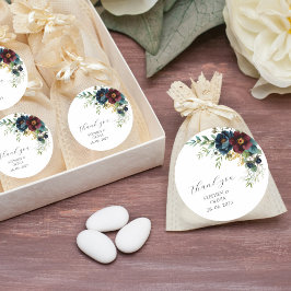 Adesivo Casamento com florações florais Burgundy elegantes