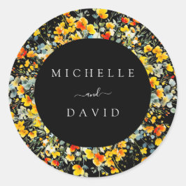 Adesivo Casamento com Floral Preto Brilhante em Aquarela