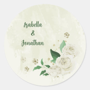 Adesivo Casamento com flores brancas de marfim