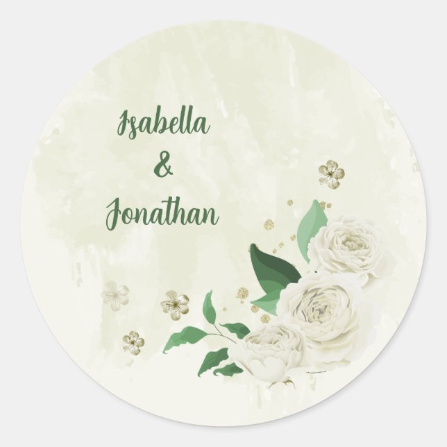 Adesivo Casamento com flores brancas de marfim (Frente)
