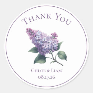 Adesivo Casamento com Flores Lilac Elegante Obrigado