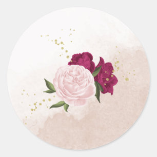 Adesivo casamento com flores rosa magenta