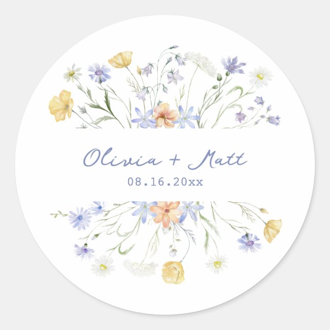 Adesivo Casamento com flores silvestres manuscritas (Frente)