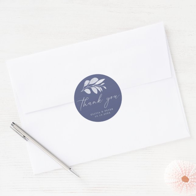 Adesivo Casamento com Folha de Cinza Azul (Envelope)