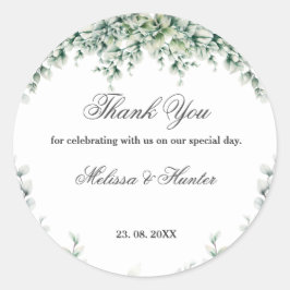 Adesivo Casamento com Foliage Eucalyptus Greenery Obrigado