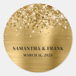 Adesivo Casamento com Glama de Folha de Ouro Glittery