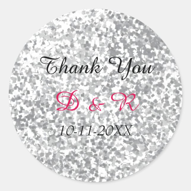 Adesivo Casamento com Glitter Silver Personalizado (Frente)