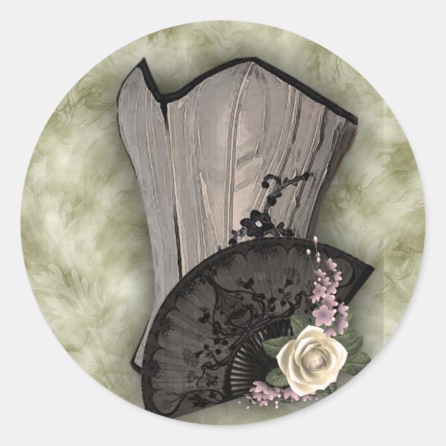Adesivo Casamento com Gótico Steampunk Corset e Ventilador (Frente)