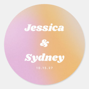 Adesivo Casamento com Gradiente Rosa e Laranja Retrô