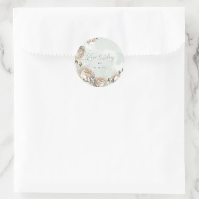 Adesivo Casamento com Hortelã e Rosa Branca (Bolsa)