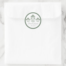 Adesivo Casamento com Impressão Botânica Verde e Branco