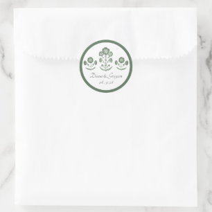 Adesivo Casamento com Impressão Botânica Verde e Branco