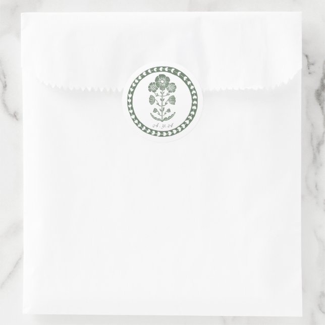 Adesivo Casamento com Impressão Botânica Verde e Branco (Bolsa)