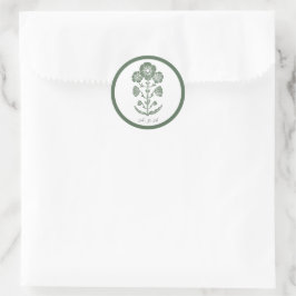Adesivo Casamento com Impressão Botânica Verde e Branco
