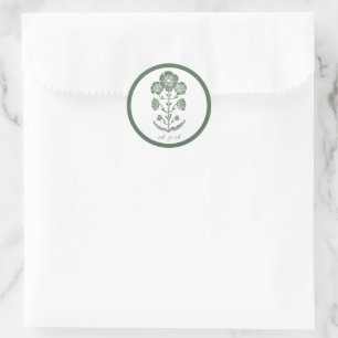 Adesivo Casamento com Impressão Botânica Verde e Branco