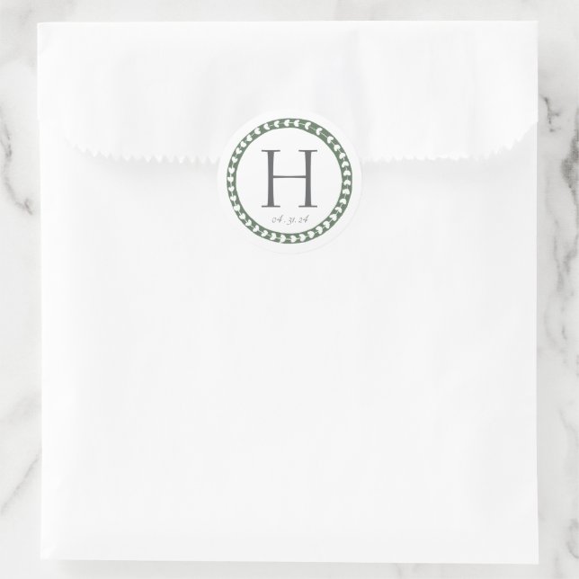 Adesivo Casamento com Impressão Botânica Verde e Branco (Bolsa)