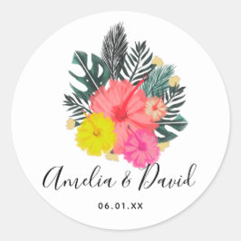 Adesivo Casamento com letra tropical desenhada à mão /