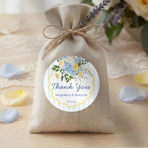 Adesivo Casamento com Listra Floral Amarela Azul Desenhada