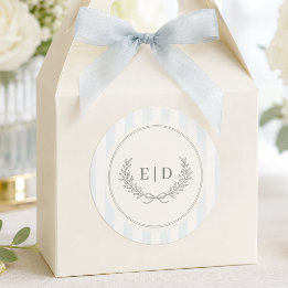 Adesivo Casamento com Listras Azul e Salvia com Monograma