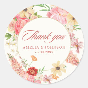 Adesivo Casamento com manteiga floral de Watercolor - graç