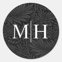 Casamento com Monograma Branco Floral Preto Elegan