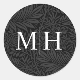 Adesivo Casamento com Monograma Branco Floral Preto Elegan