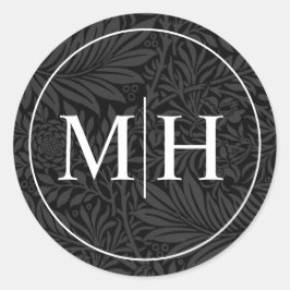 Adesivo Casamento com Monograma Branco Floral Preto Elegan