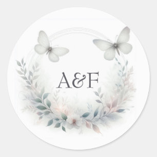 Adesivo Casamento com Monograma de Borboleta da Floresta E