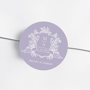 Adesivo Casamento com Monograma de Crista Floral Elegante 