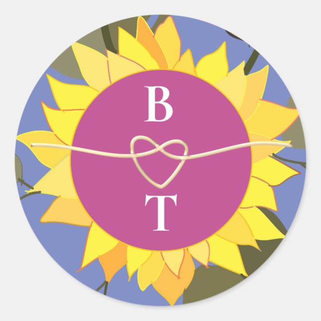 Adesivo Casamento com Monograma Floral Retro (Frente)