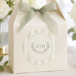 Adesivo Casamento com Monograma Listrado de Verde Oliva El