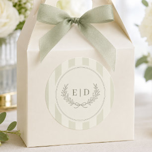 Adesivo Casamento com Monograma Listrado de Verde Oliva El