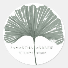 Adesivo Casamento com Monograma Moderno de Ginkgo Verde