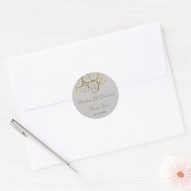 Adesivo Casamento com Na moda de Ouro das Vinhas Espirais  (Envelope)