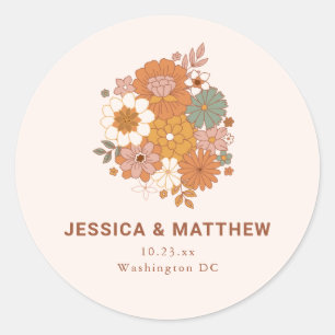 Adesivo Casamento com Nomes Personalizados Retro Boho Terr