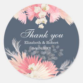 Adesivo Casamento Com Orquídea Azul Escuro Obrigado Sticke