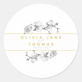 Adesivo Casamento com Orquídeas Douradas Florais Modernas