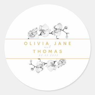 Adesivo Casamento com Orquídeas Douradas Florais Modernas