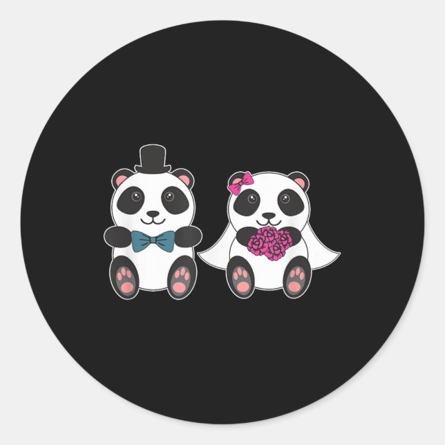 Adesivo Casamento com Panda Bear Bride Groom Casado com Ho (Frente)