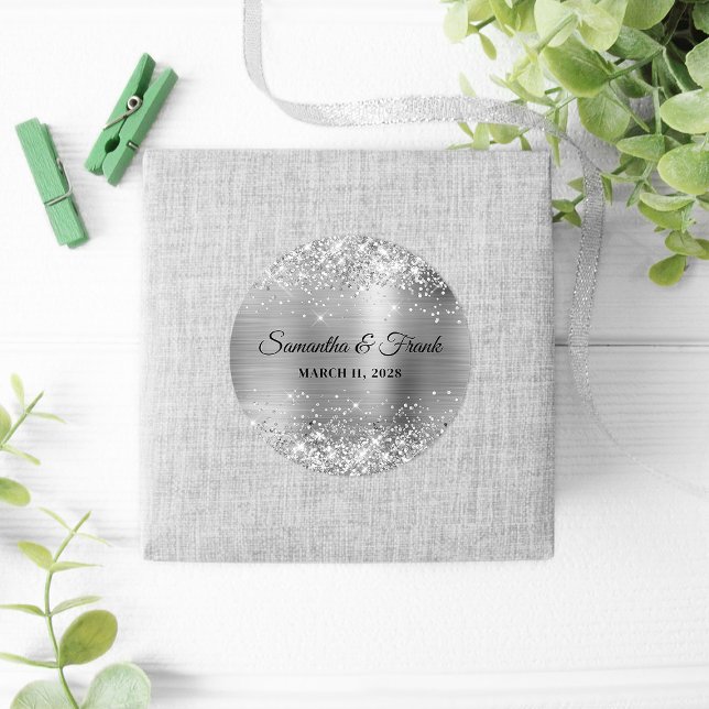Adesivo Casamento com Papel Prateado Brilhante (Wedding Favor Stickers)