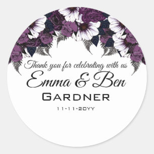 Adesivo Casamento com Púrpura de Ameixa Floral Dark Plum