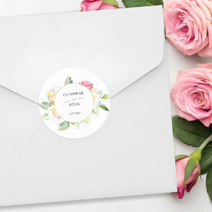Adesivo Casamento com Rosas em Aquarela Rosa/Ivory Românti