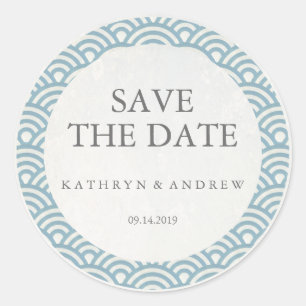 Adesivo Casamento com Seigaiha Japonês Guarde a Data ou Pe